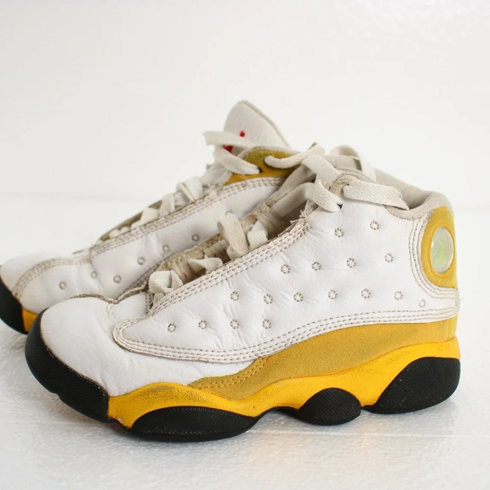 Nike Air Jordan 13 Retro Del Sol Shoes Sneakers White Yellow DJ3005-167 Kids 13C